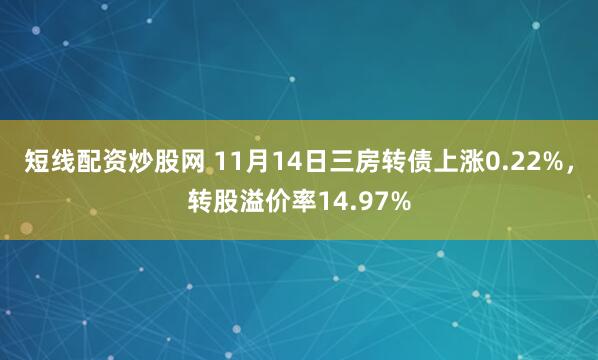短线配资炒股网 11月14日三房转债上涨0.22%，转股溢价率14.97%